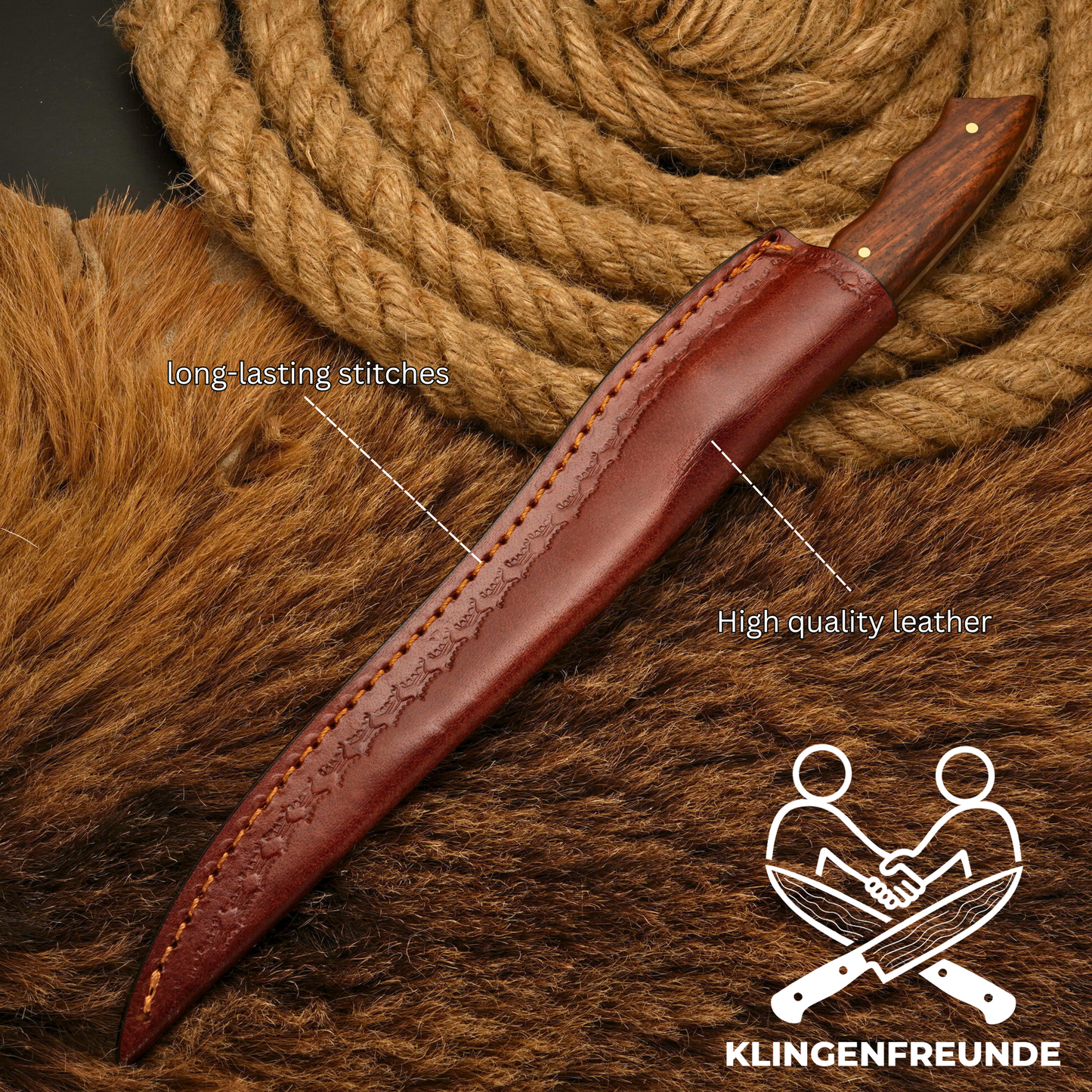 Filletiermesser aus echtem Damaststahl – Rosenholz
