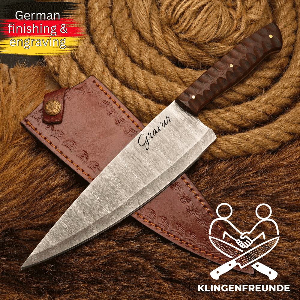 Damast Küchenmesser Gyuto – Rosenholzgriff