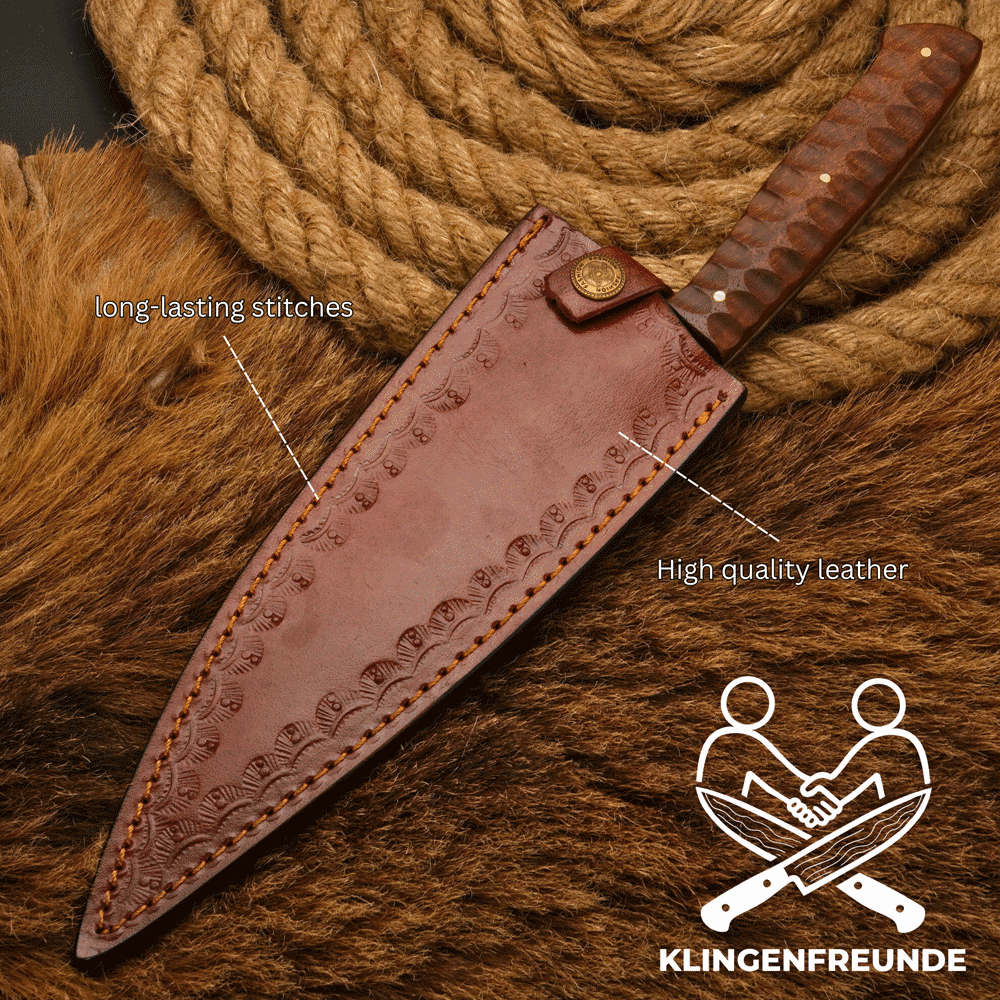 Damast Küchenmesser Gyuto – Rosenholzgriff