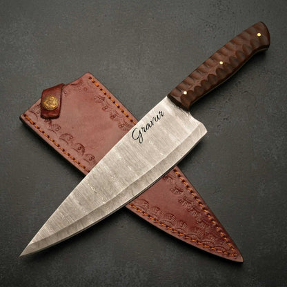 Damast Küchenmesser Gyuto – Rosenholzgriff