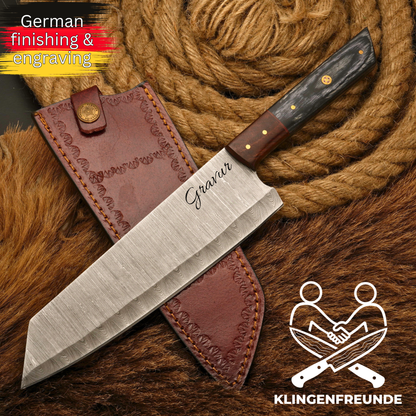 Damast Küchenmesser Kiritsuke - Rosen- & Pakkaholz