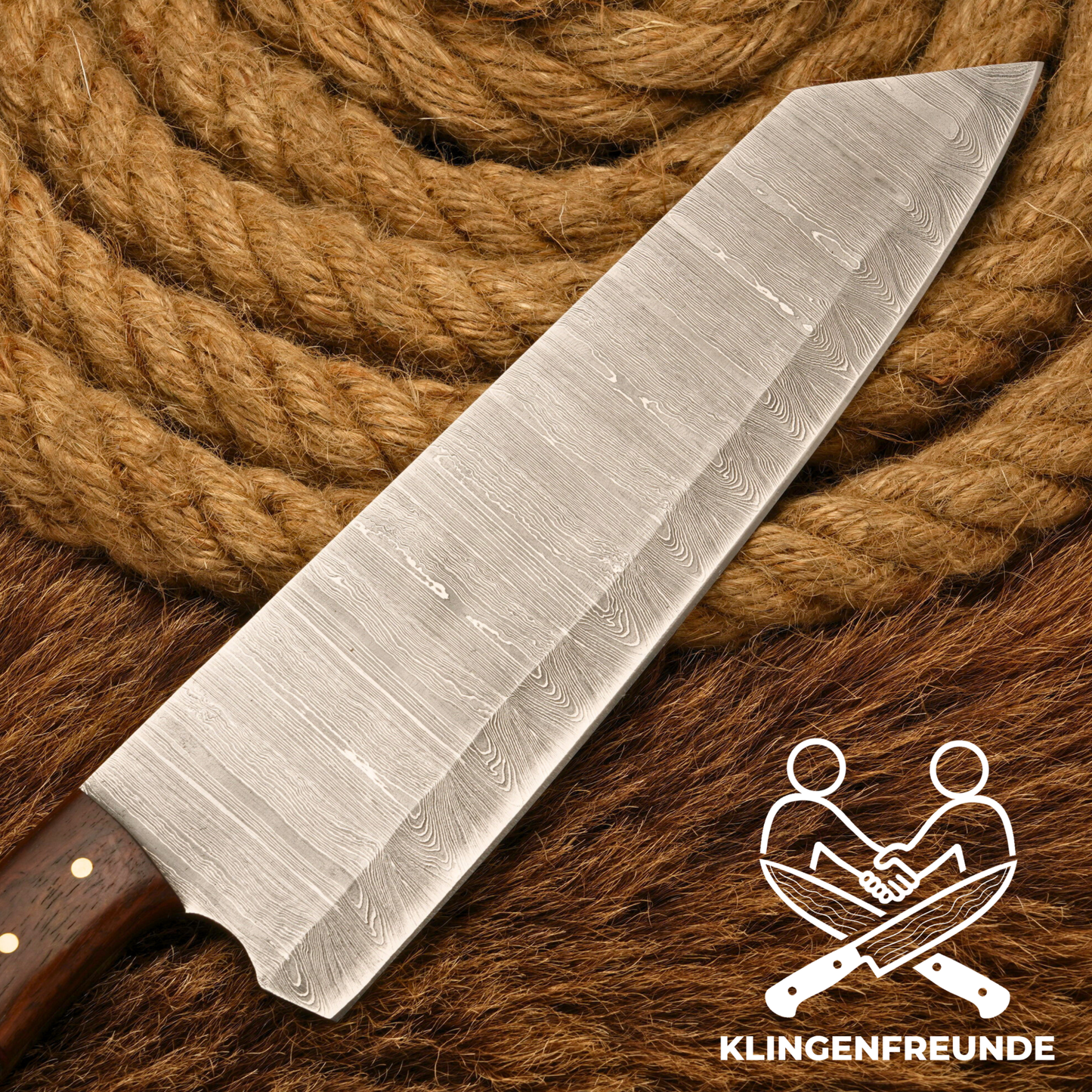 Damast Küchenmesser Kiritsuke - Rosen- & Pakkaholz