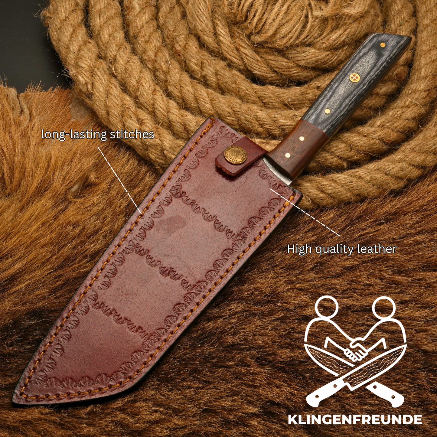 Damast Küchenmesser Kiritsuke - Rosen- & Pakkaholz