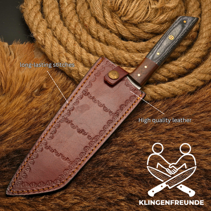 Damast Küchenmesser Kiritsuke - Rosen- & Pakkaholz