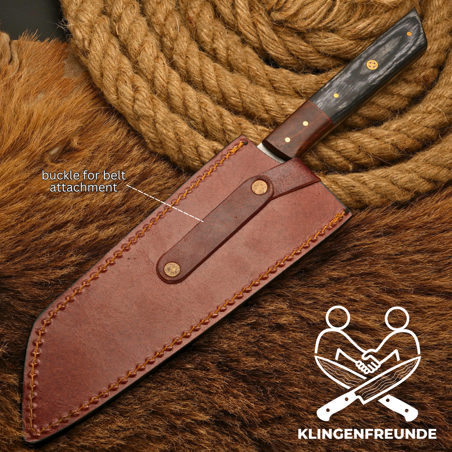 Damast Küchenmesser Kiritsuke - Rosen- & Pakkaholz