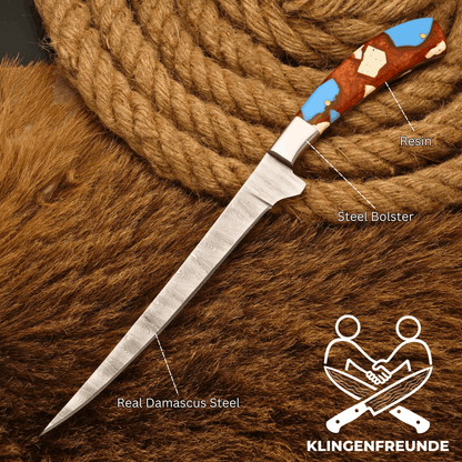Filletiermesser aus echtem Damaststahl - Resin-Griff