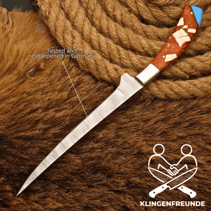 Filletiermesser aus echtem Damaststahl - Resin-Griff
