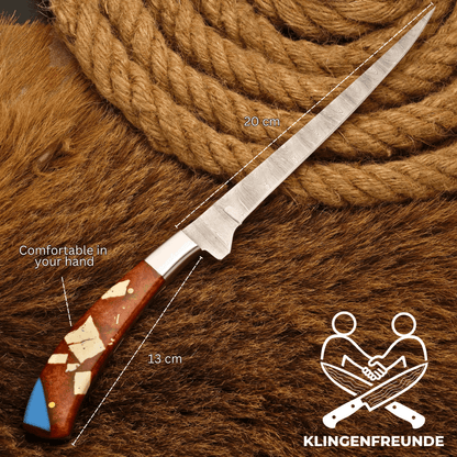 Filletiermesser aus echtem Damaststahl - Resin-Griff