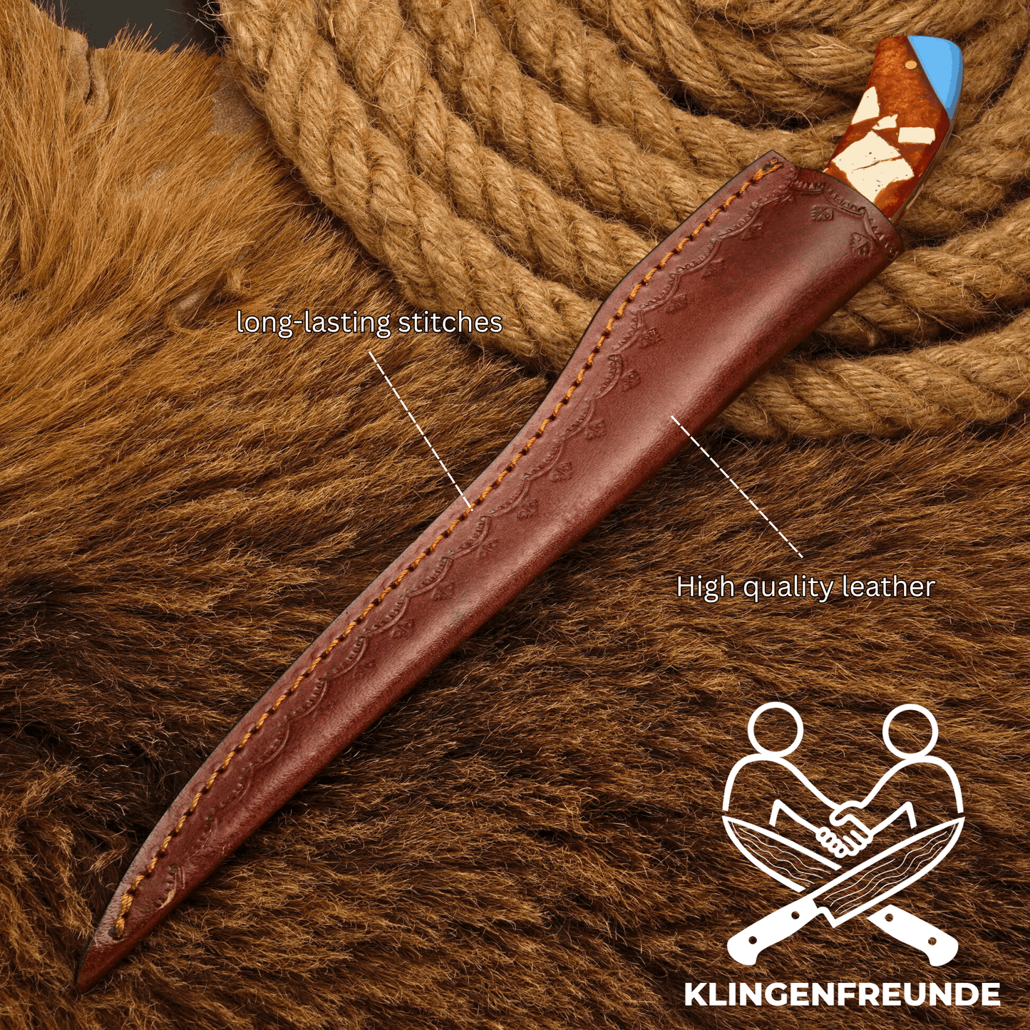Filletiermesser aus echtem Damaststahl - Resin-Griff