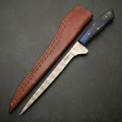 Filletiermesser aus echtem Damaststahl - Feinschliff & Gravur