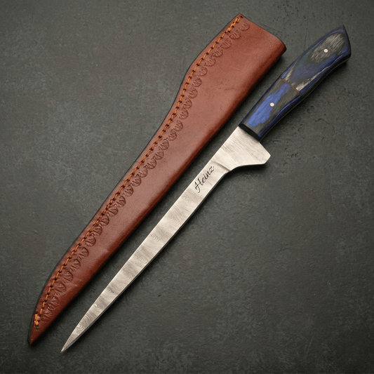 Filletiermesser aus echtem Damaststahl - Feinschliff & Gravur