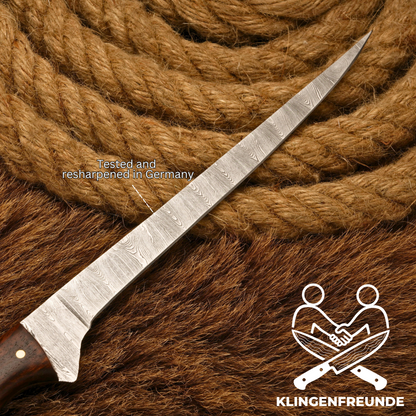 Filletiermesser aus echtem Damaststahl – Rosenholz